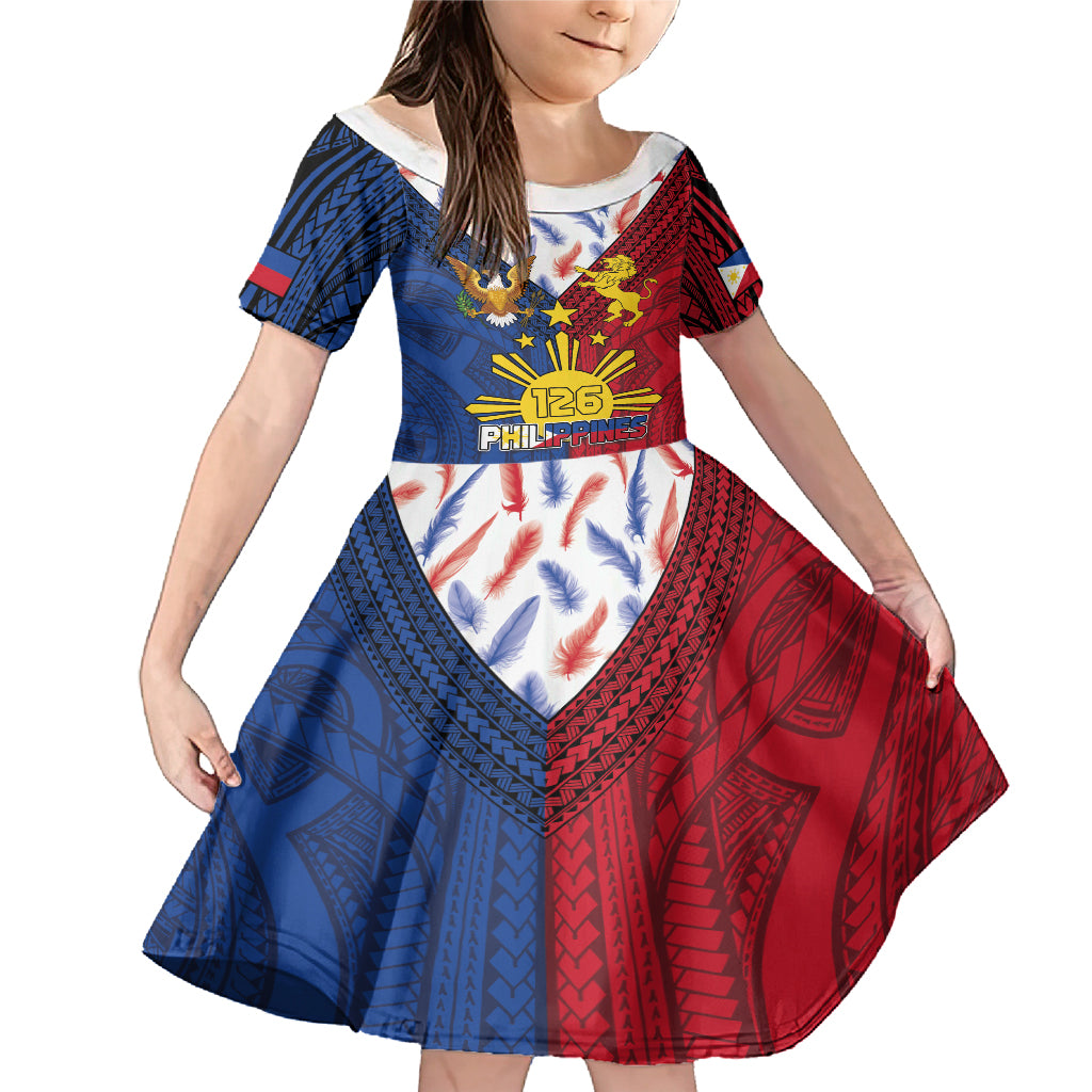 Philippines Independence Day 126th Anniversary Family Matching Mermaid Dress and Hawaiian Shirt Polynesian Pattern National Flag Style LT03 Daughter's Dress Red - Polynesian Pride