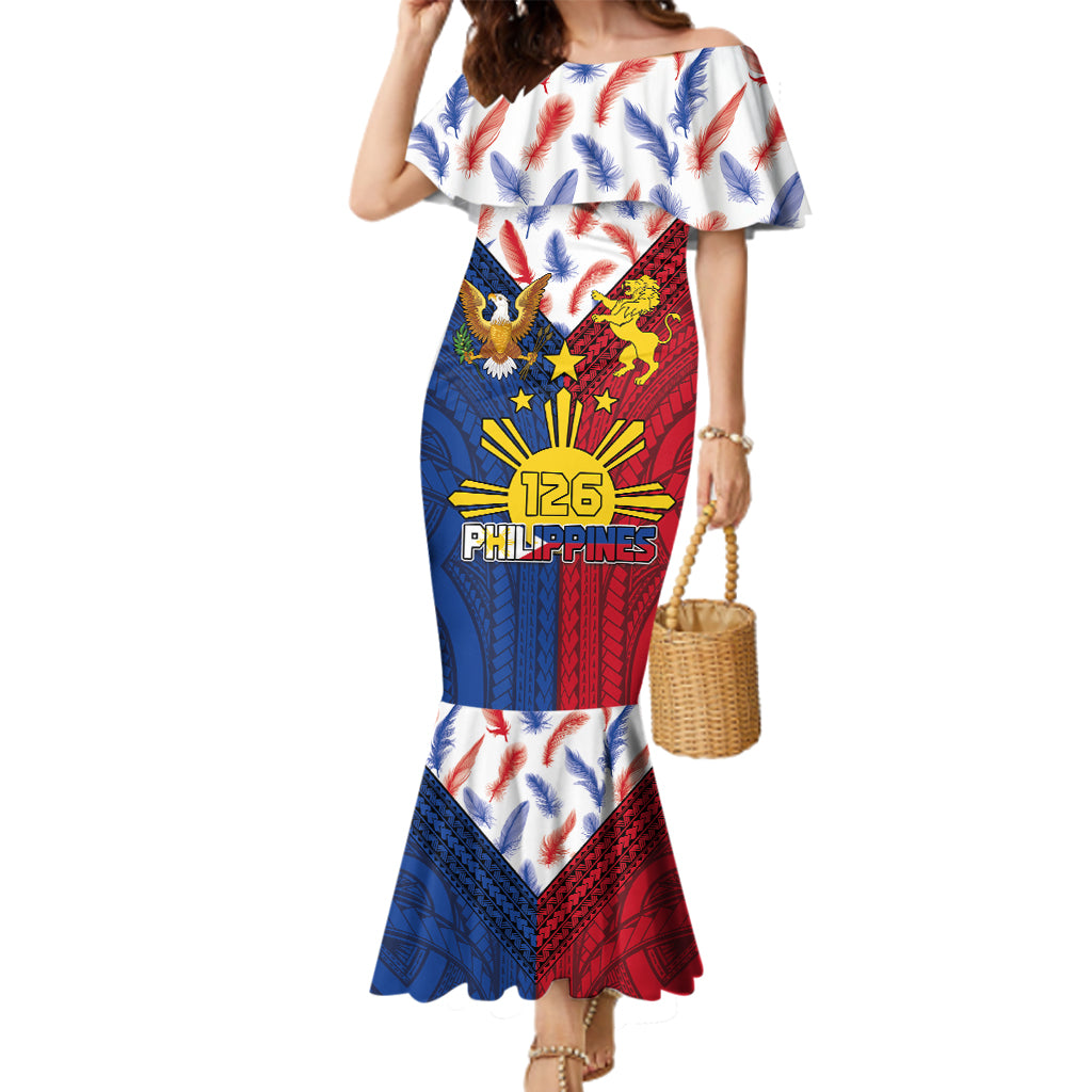 Philippines Independence Day 126th Anniversary Family Matching Mermaid Dress and Hawaiian Shirt Polynesian Pattern National Flag Style LT03 Mom's Dress Red - Polynesian Pride