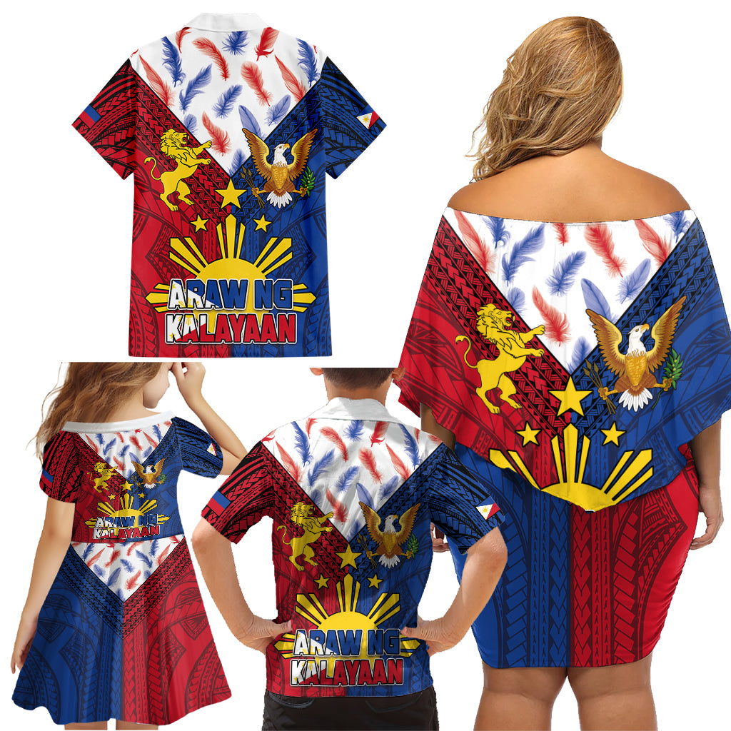 Philippines Independence Day 126th Anniversary Family Matching Off Shoulder Short Dress and Hawaiian Shirt Polynesian Pattern National Flag Style LT03 - Polynesian Pride