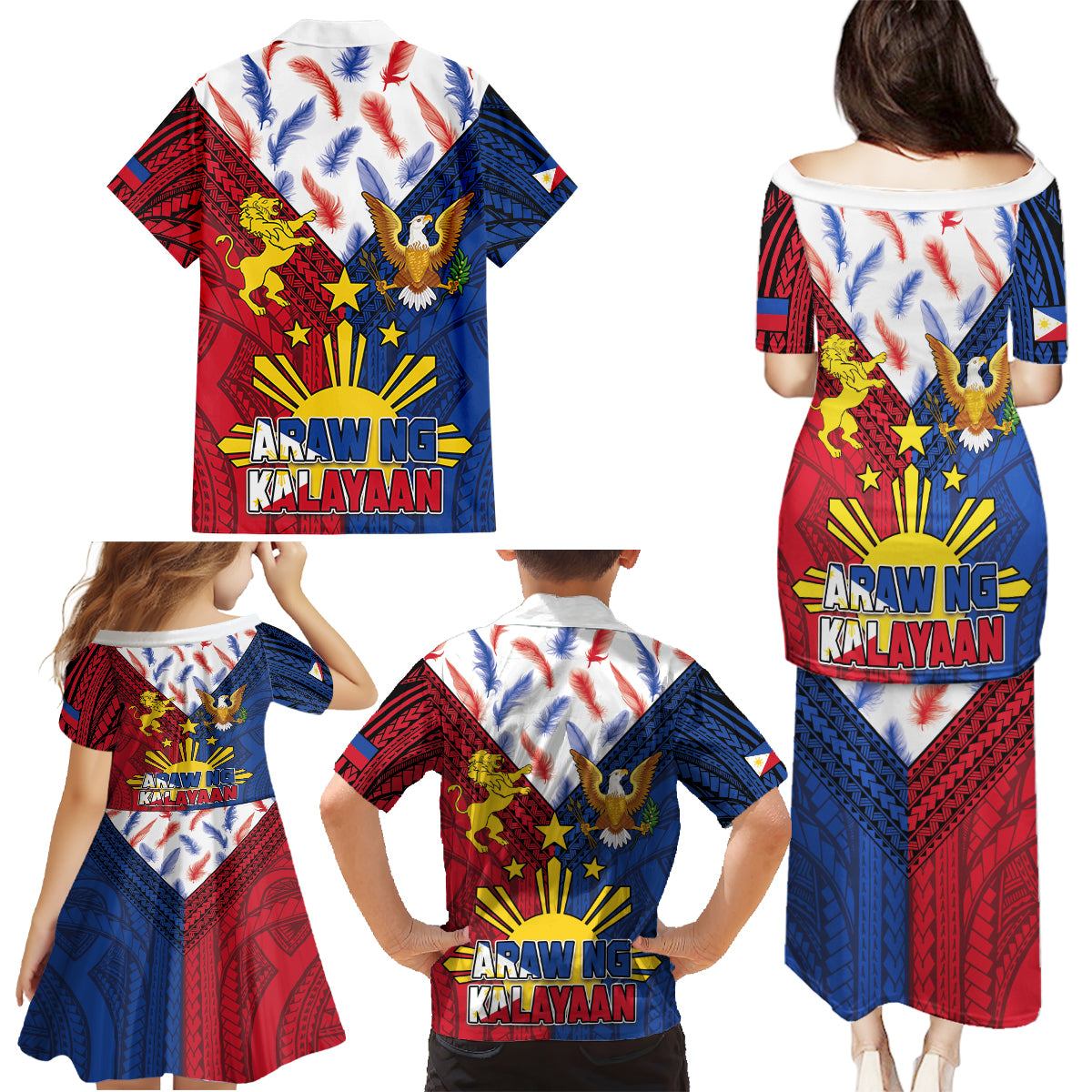 Philippines Independence Day 126th Anniversary Family Matching Puletasi and Hawaiian Shirt Polynesian Pattern National Flag Style LT03 - Polynesian Pride