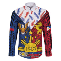 Philippines Independence Day 126th Anniversary Family Matching Puletasi and Hawaiian Shirt Polynesian Pattern National Flag Style LT03 Dad's Shirt - Long Sleeve Red - Polynesian Pride