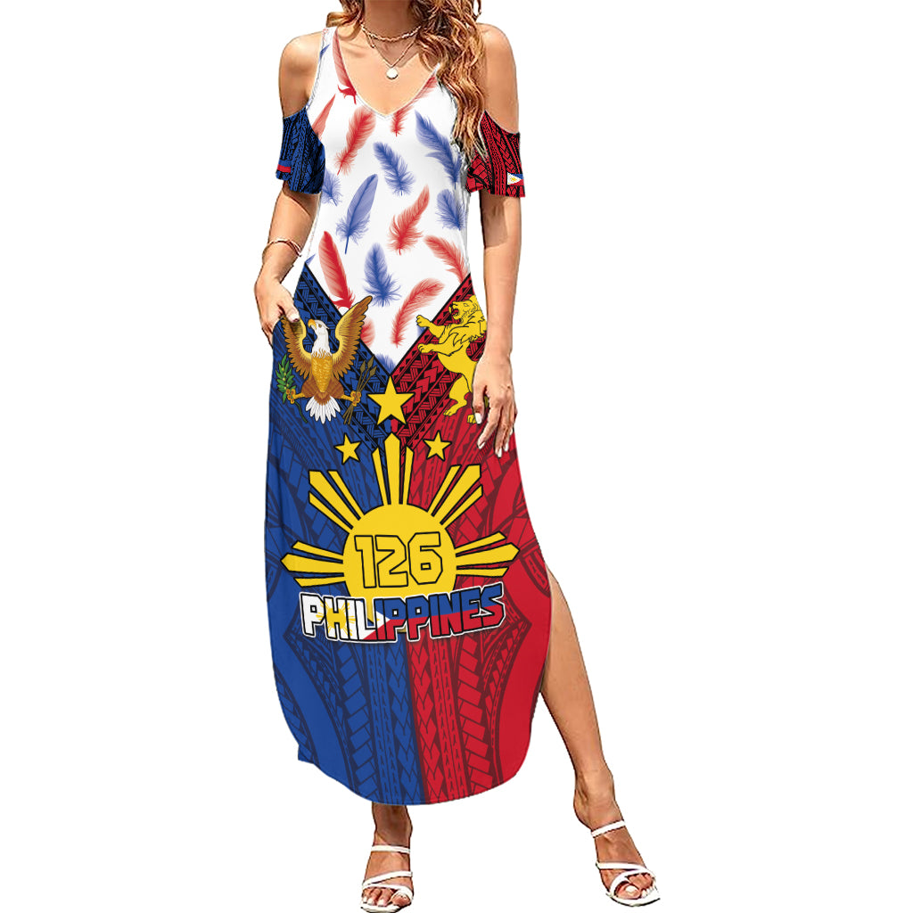 Philippines Independence Day 126th Anniversary Family Matching Summer Maxi Dress and Hawaiian Shirt Polynesian Pattern National Flag Style LT03 Mom's Dress Red - Polynesian Pride