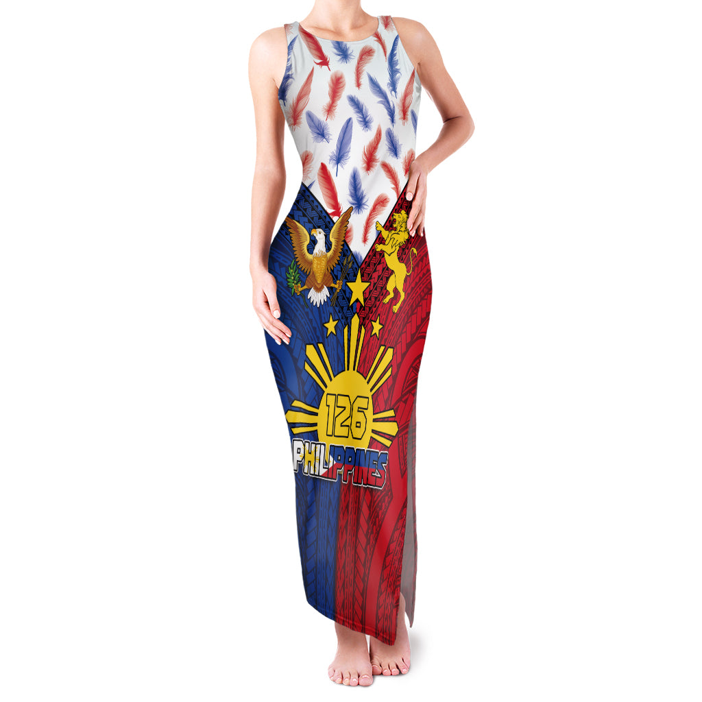 Philippines Independence Day 126th Anniversary Family Matching Tank Maxi Dress and Hawaiian Shirt Polynesian Pattern National Flag Style LT03 Mom's Dress Red - Polynesian Pride