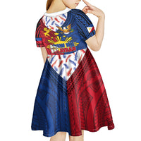 Philippines Independence Day 126th Anniversary Kid Short Sleeve Dress Polynesian Pattern National Flag Style LT03 - Polynesian Pride