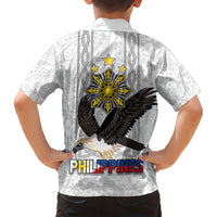 Philippines Eagle Week Family Matching Short Sleeve Bodycon Dress and Hawaiian Shirt Polynesian Pattern Barong Style