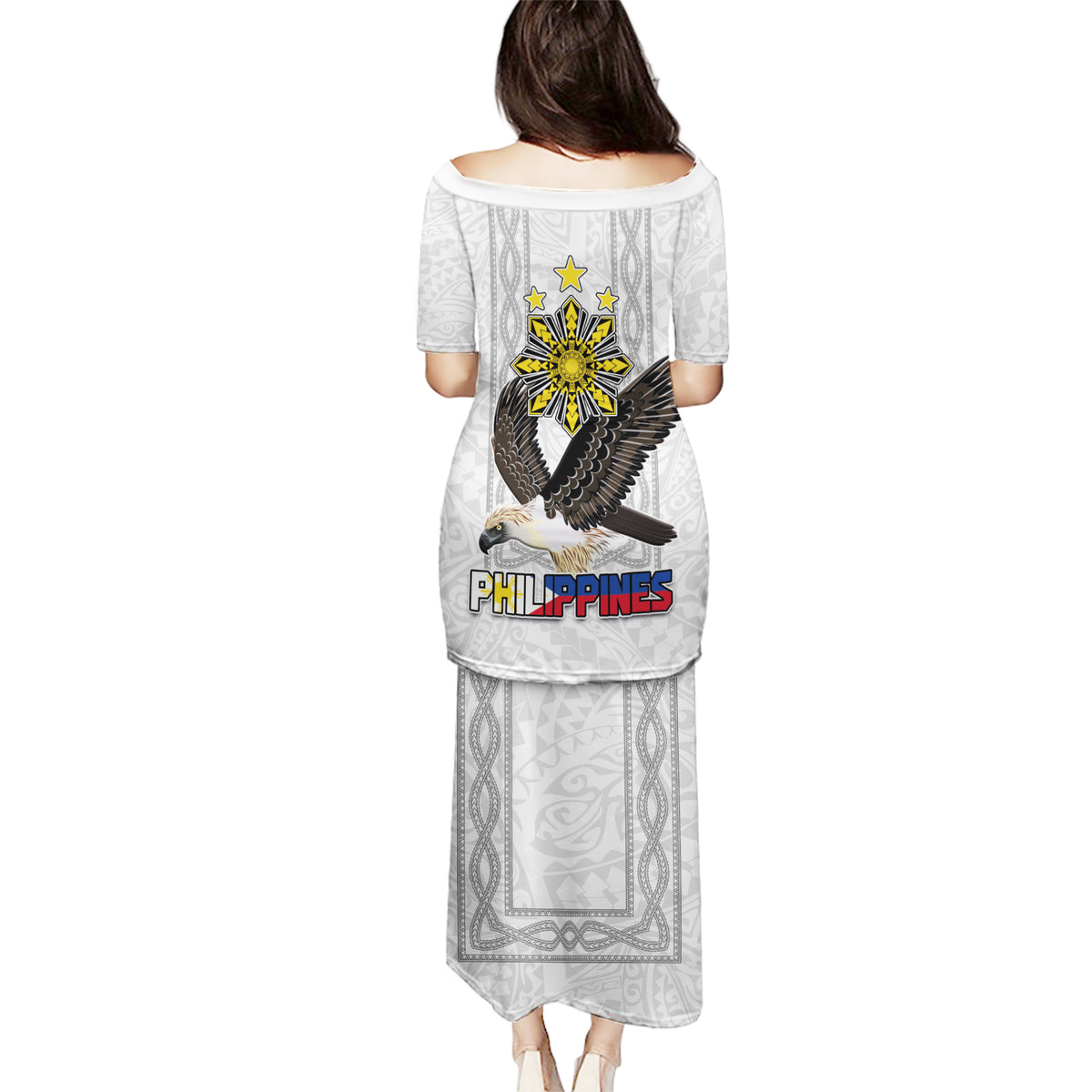 Philippines Eagle Week Puletasi Polynesian Pattern Barong Style