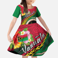 Vanuatu Tribal Boar Tusk Family Matching Off Shoulder Maxi Dress and Hawaiian Shirt Tropical Plants with Namele and Melanesian Pattern LT03 Daughter's Dress Red - Polynesian Pride