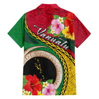 Vanuatu Tribal Boar Tusk Family Matching Off Shoulder Short Dress and Hawaiian Shirt Tropical Plants with Namele and Melanesian Pattern LT03 - Polynesian Pride