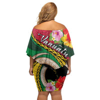 Vanuatu Tribal Boar Tusk Family Matching Off Shoulder Short Dress and Hawaiian Shirt Tropical Plants with Namele and Melanesian Pattern LT03 - Polynesian Pride