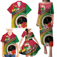 Vanuatu Tribal Boar Tusk Family Matching Puletasi and Hawaiian Shirt Tropical Plants with Namele and Melanesian Pattern LT03 - Polynesian Pride