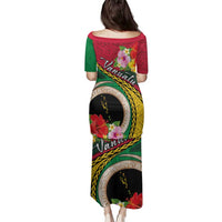 Vanuatu Tribal Boar Tusk Family Matching Puletasi and Hawaiian Shirt Tropical Plants with Namele and Melanesian Pattern LT03 - Polynesian Pride