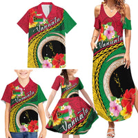 Vanuatu Tribal Boar Tusk Family Matching Summer Maxi Dress and Hawaiian Shirt Tropical Plants with Namele and Melanesian Pattern LT03 - Polynesian Pride