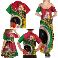 Vanuatu Tribal Boar Tusk Family Matching Summer Maxi Dress and Hawaiian Shirt Tropical Plants with Namele and Melanesian Pattern LT03 - Polynesian Pride