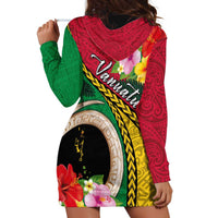 Vanuatu Tribal Boar Tusk Hoodie Dress Tropical Plants with Namele and Melanesian Pattern LT03 - Polynesian Pride