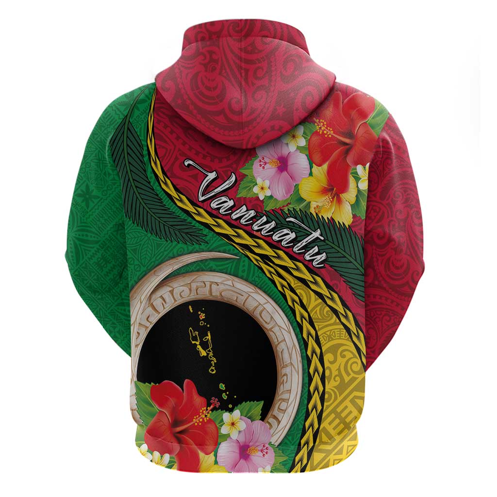 Vanuatu Tribal Boar Tusk Zip Hoodie Tropical Plants with Namele and Melanesian Pattern LT03 - Polynesian Pride