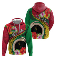 Vanuatu Tribal Boar Tusk Zip Hoodie Tropical Plants with Namele and Melanesian Pattern LT03 - Polynesian Pride
