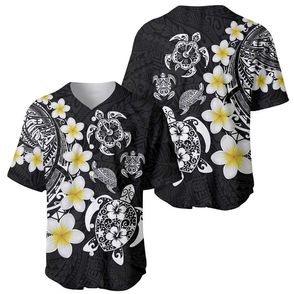 Hawaiian Plumeria Turtles Baseball Jersey Polynesian Art Tattoo