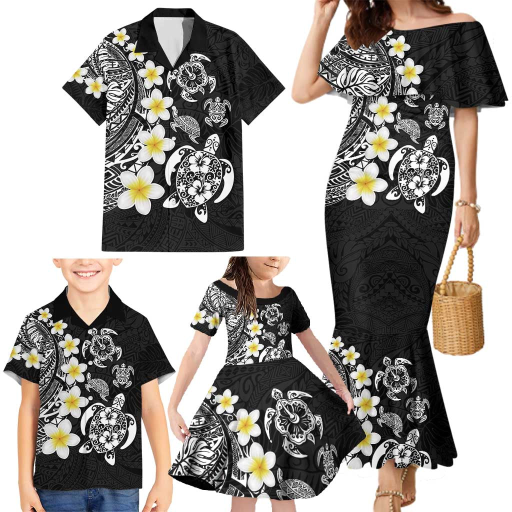 Hawaiian Plumeria Turtles Family Matching Mermaid Dress and Hawaiian Shirt Polynesian Art Tattoo LT03 - Polynesian Pride