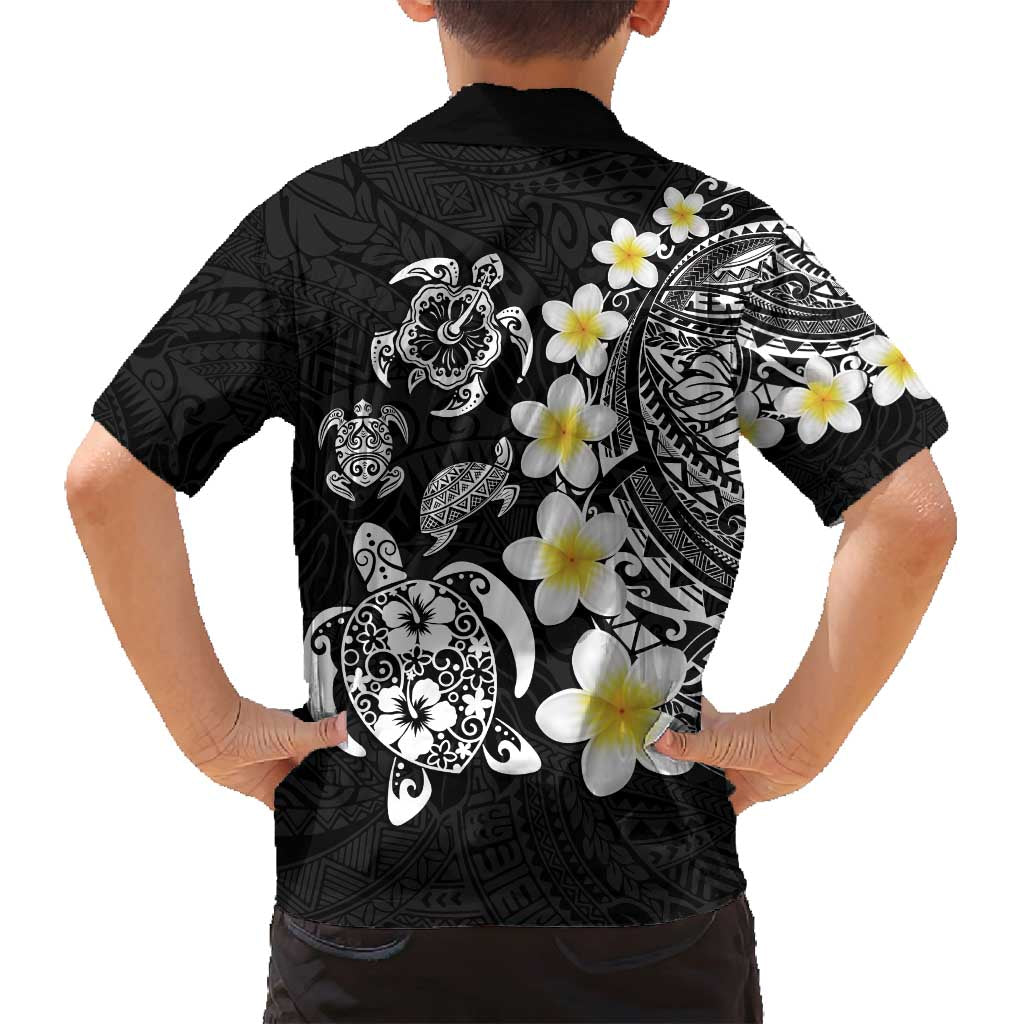 Hawaiian Plumeria Turtles Family Matching Off Shoulder Short Dress and Hawaiian Shirt Polynesian Art Tattoo
