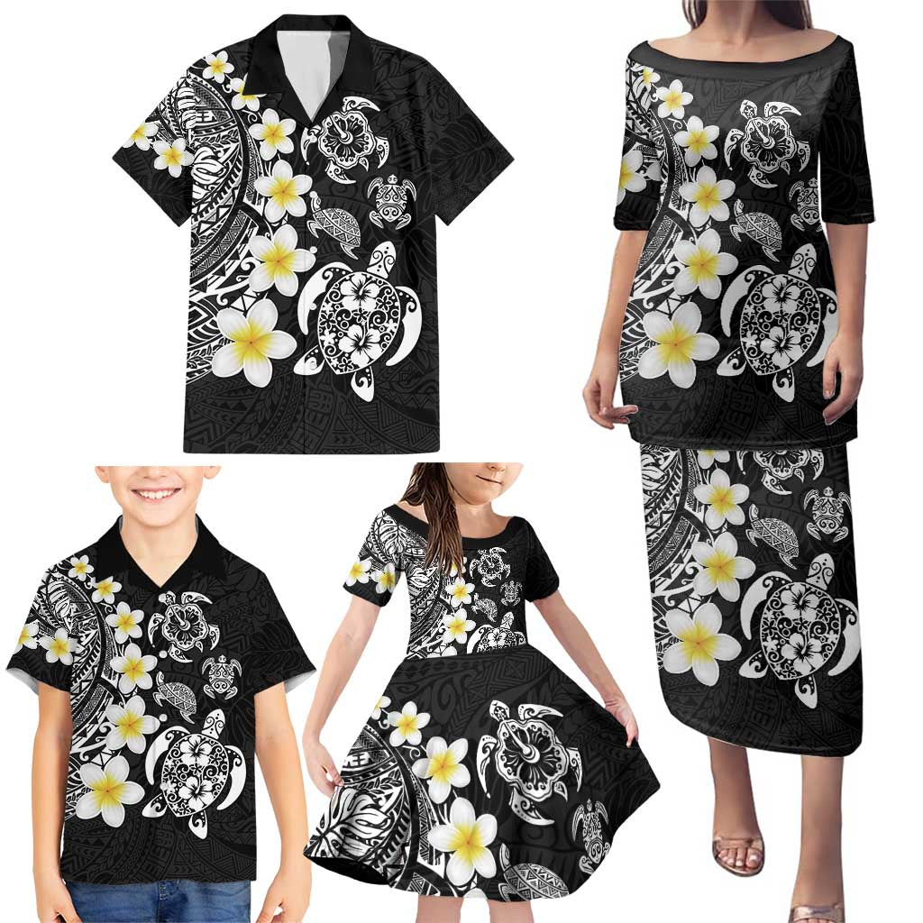 Hawaiian Plumeria Turtles Family Matching Puletasi and Hawaiian Shirt Polynesian Art Tattoo LT03 - Polynesian Pride