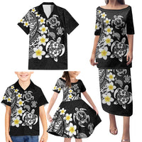 Hawaiian Plumeria Turtles Family Matching Puletasi and Hawaiian Shirt Polynesian Art Tattoo LT03 - Polynesian Pride