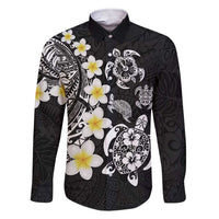 Hawaiian Plumeria Turtles Family Matching Short Sleeve Bodycon Dress and Hawaiian Shirt Polynesian Art Tattoo