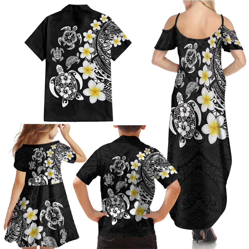 Hawaiian Plumeria Turtles Family Matching Summer Maxi Dress and Hawaiian Shirt Polynesian Art Tattoo LT03 - Polynesian Pride