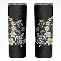 Hawaiian Plumeria Turtles Skinny Tumbler Polynesian Art Tattoo LT03 Black - Polynesian Pride