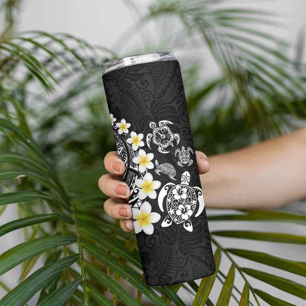 Hawaiian Plumeria Turtles Skinny Tumbler Polynesian Art Tattoo LT03 - Polynesian Pride