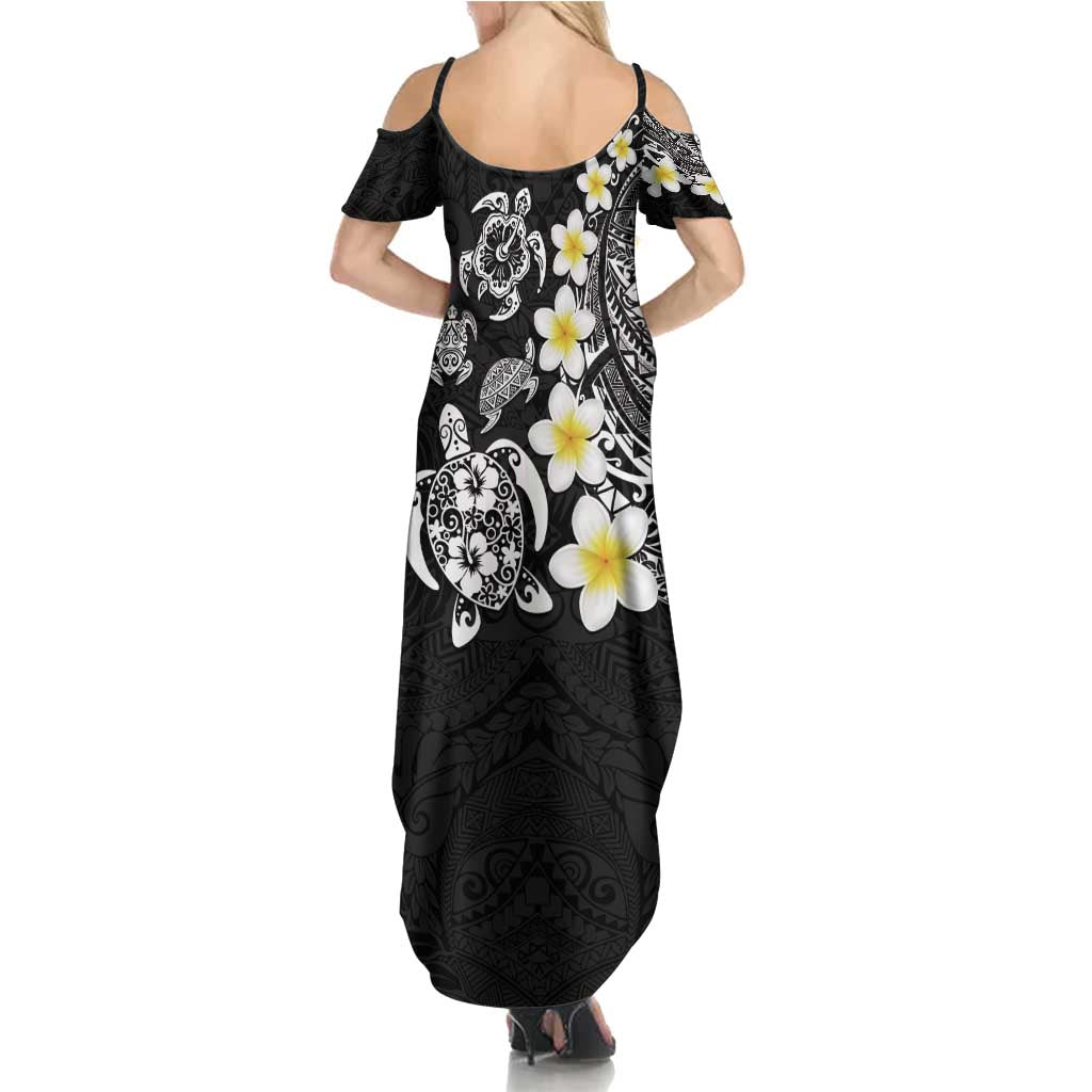 Hawaiian Plumeria Turtles Summer Maxi Dress Polynesian Art Tattoo LT03 - Polynesian Pride