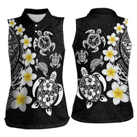 Hawaiian Plumeria Turtles Women Sleeveless Polo Shirt Polynesian Art Tattoo LT03 - Polynesian Pride