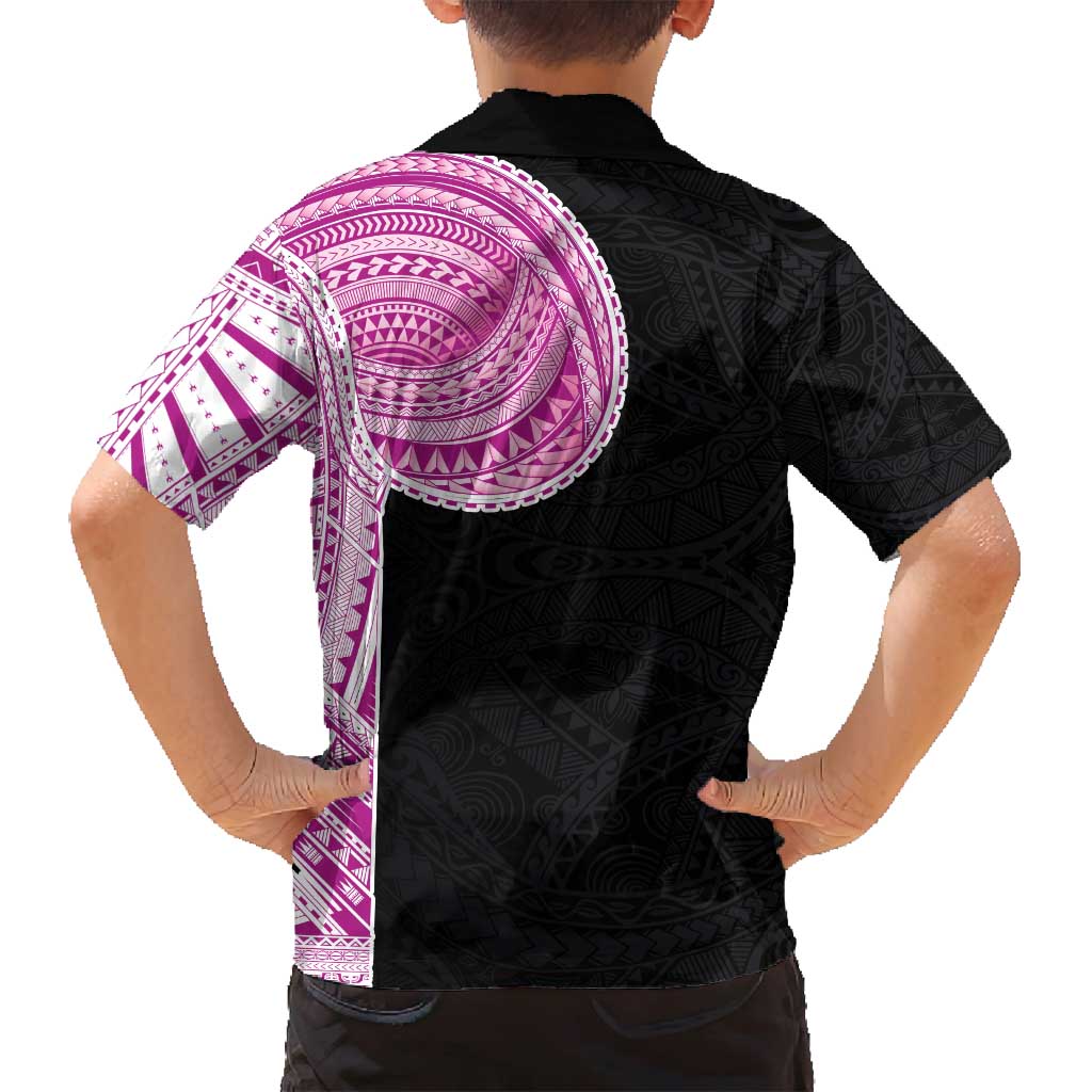 Samoan Art Tattoo Polynesian Pattern Family Matching Off Shoulder Maxi Dress and Hawaiian Shirt Pink Out Color LT03 - Polynesian Pride