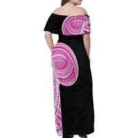 Samoan Art Tattoo Polynesian Pattern Family Matching Off Shoulder Maxi Dress and Hawaiian Shirt Pink Out Color LT03 - Polynesian Pride