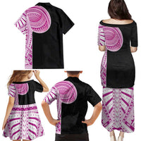 Samoan Art Tattoo Polynesian Pattern Family Matching Puletasi and Hawaiian Shirt Pink Out Color LT03 - Polynesian Pride