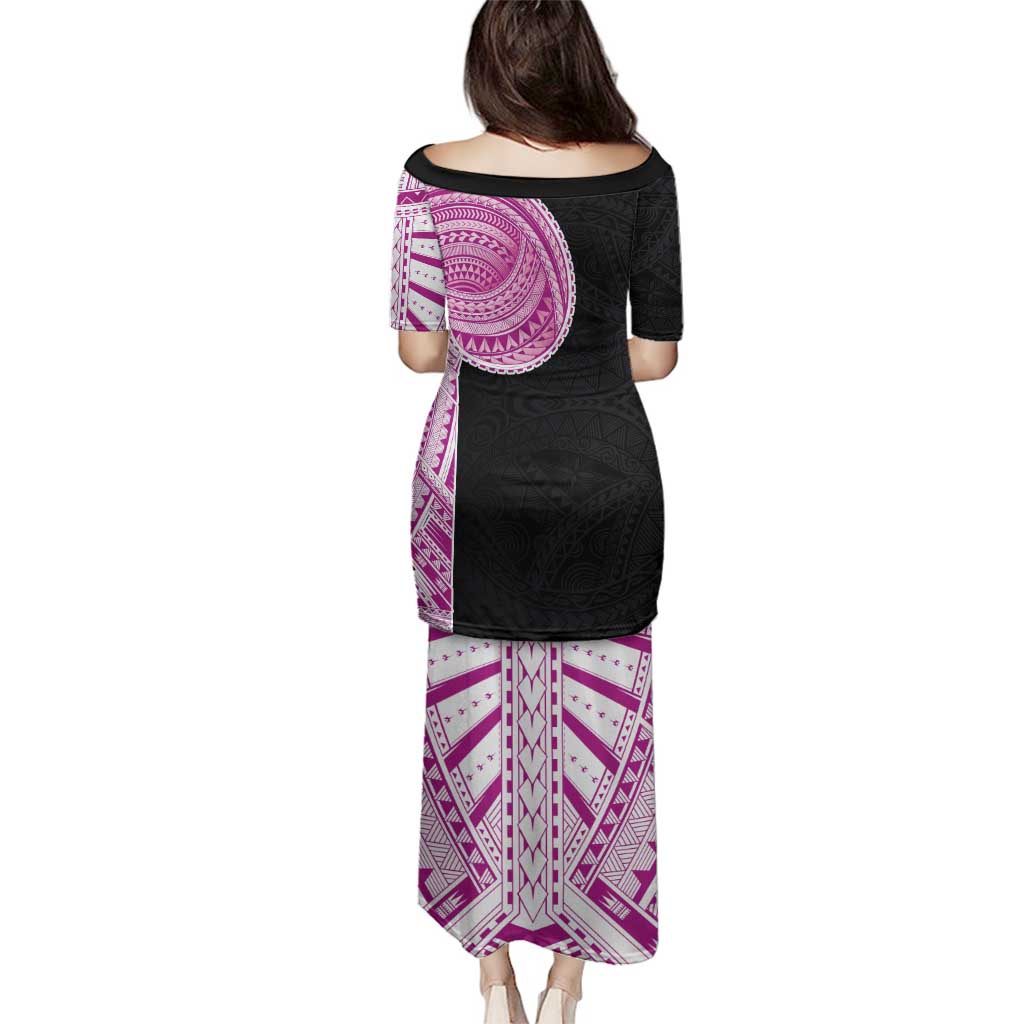 Samoan Art Tattoo Polynesian Pattern Family Matching Puletasi and Hawaiian Shirt Pink Out Color LT03 - Polynesian Pride