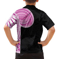 Samoan Art Tattoo Polynesian Pattern Family Matching Short Sleeve Bodycon Dress and Hawaiian Shirt Pink Out Color LT03 - Polynesian Pride