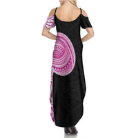 Samoan Art Tattoo Polynesian Pattern Family Matching Summer Maxi Dress and Hawaiian Shirt Pink Out Color LT03 - Polynesian Pride