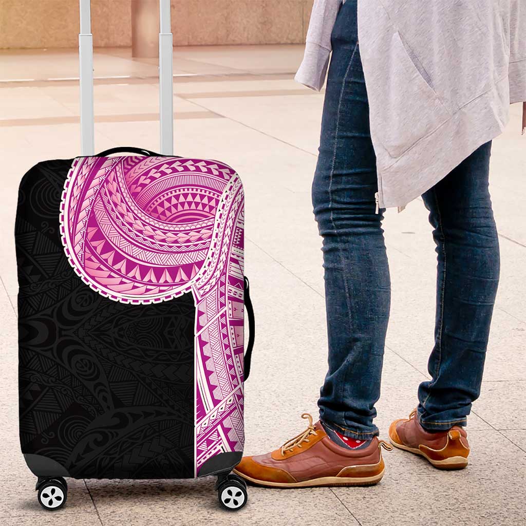 Samoan Art Tattoo Polynesian Pattern Luggage Cover Pink Out Color LT03 Black - Polynesian Pride