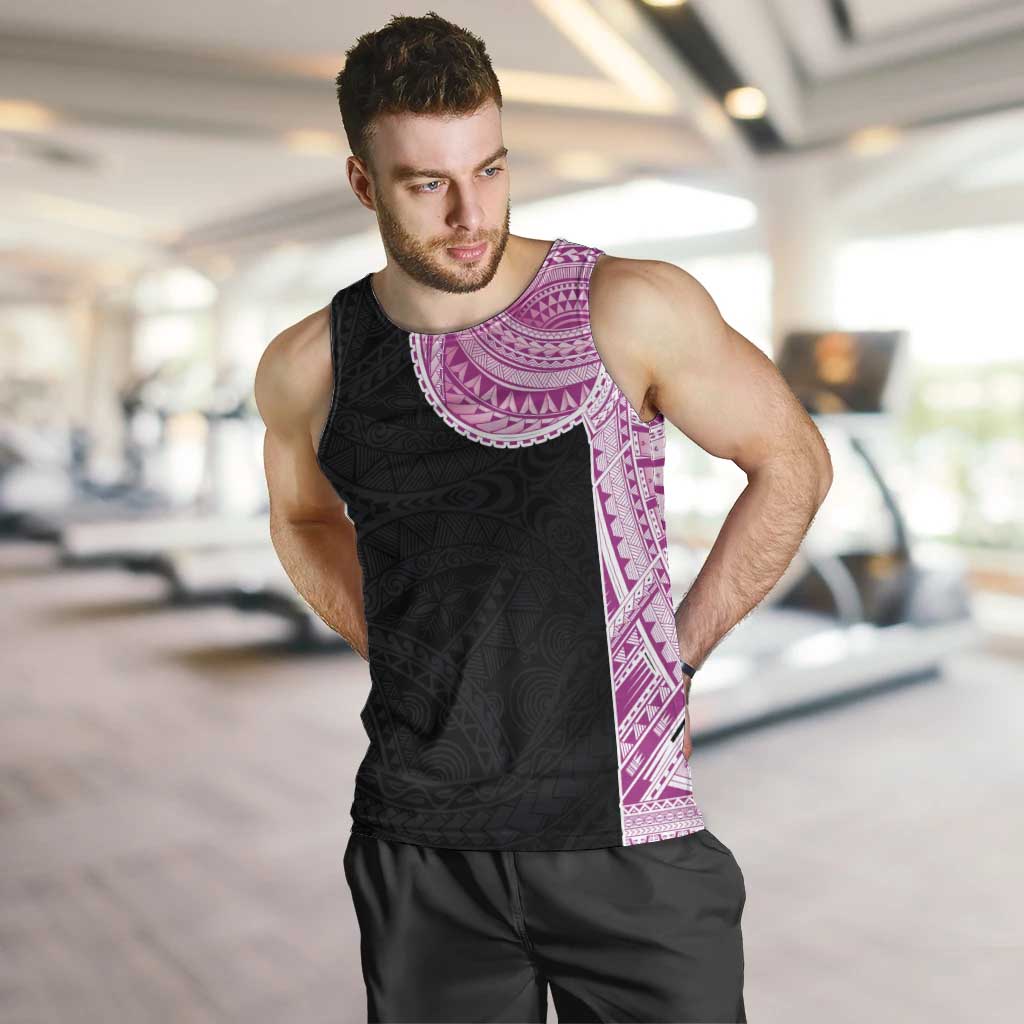 Samoan Art Tattoo Polynesian Pattern Men Tank Top Pink Out Color LT03 Black - Polynesian Pride