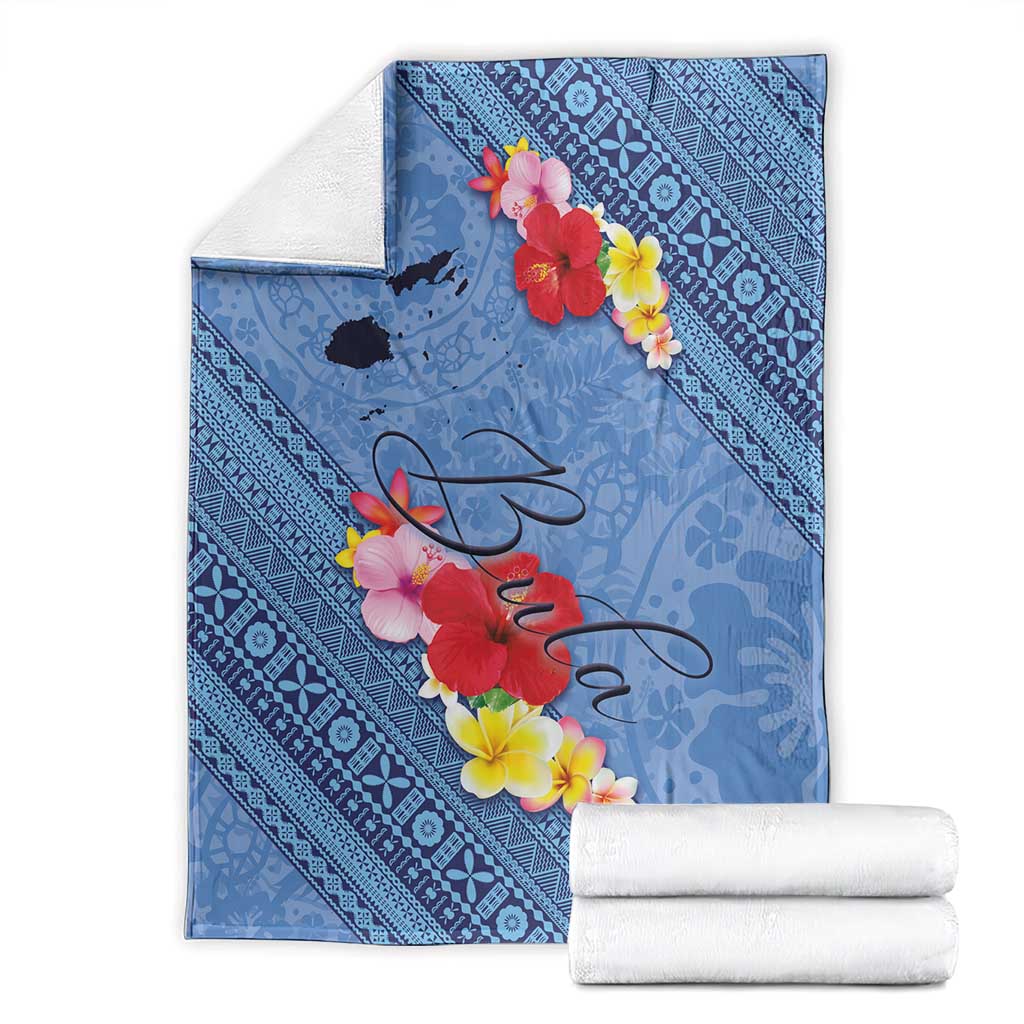Bula Fiji Hibiscus and Plumeria Flowers Blanket Tapa Tattoo Polynesian Pattern