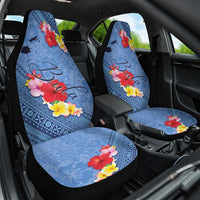 Bula Fiji Hibiscus and Plumeria Flowers Car Seat Cover Tapa Tattoo Polynesian Pattern LT03 One Size Blue - Polynesian Pride