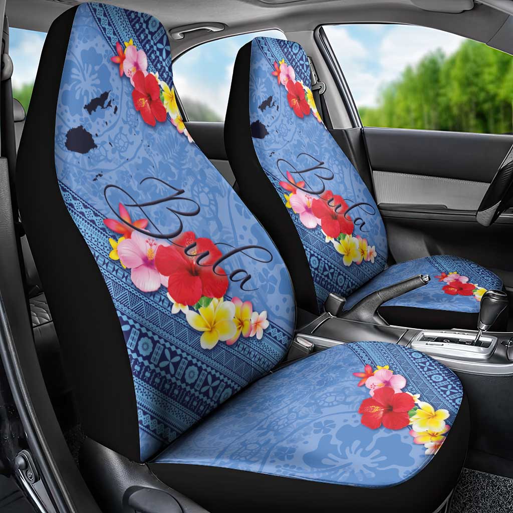 Bula Fiji Hibiscus and Plumeria Flowers Car Seat Cover Tapa Tattoo Polynesian Pattern LT03 - Polynesian Pride