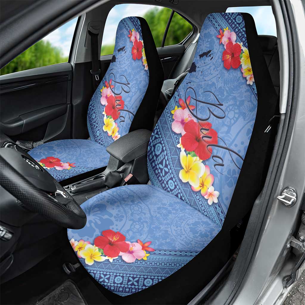 Bula Fiji Hibiscus and Plumeria Flowers Car Seat Cover Tapa Tattoo Polynesian Pattern LT03 - Polynesian Pride