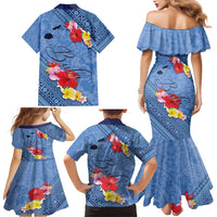 Bula Fiji Hibiscus and Plumeria Flowers Family Matching Mermaid Dress and Hawaiian Shirt Tapa Tattoo Polynesian Pattern LT03 - Polynesian Pride