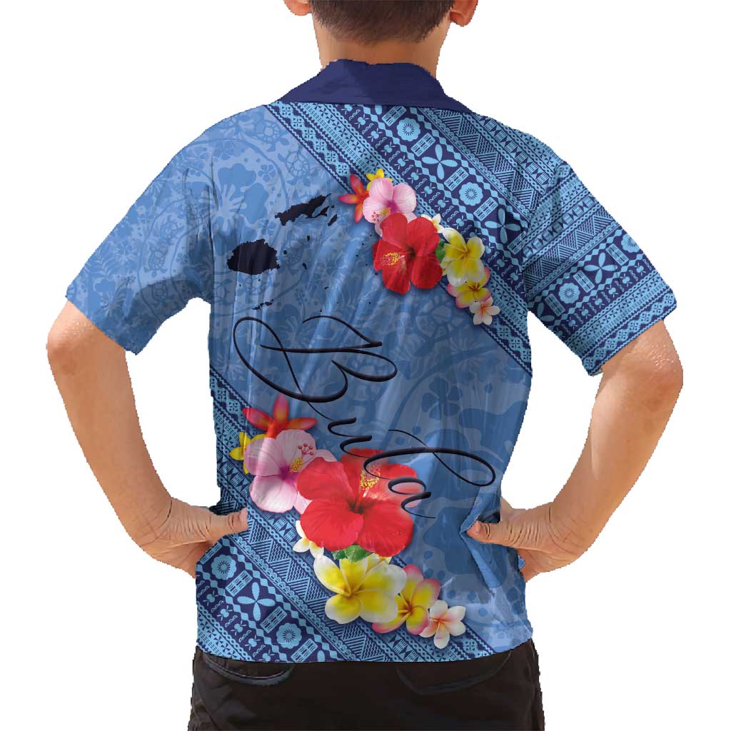 Bula Fiji Hibiscus and Plumeria Flowers Family Matching Off Shoulder Maxi Dress and Hawaiian Shirt Tapa Tattoo Polynesian Pattern LT03 - Polynesian Pride