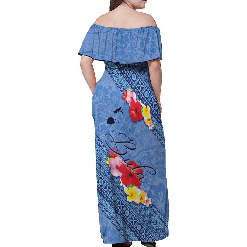 Bula Fiji Hibiscus and Plumeria Flowers Family Matching Off Shoulder Maxi Dress and Hawaiian Shirt Tapa Tattoo Polynesian Pattern LT03 - Polynesian Pride
