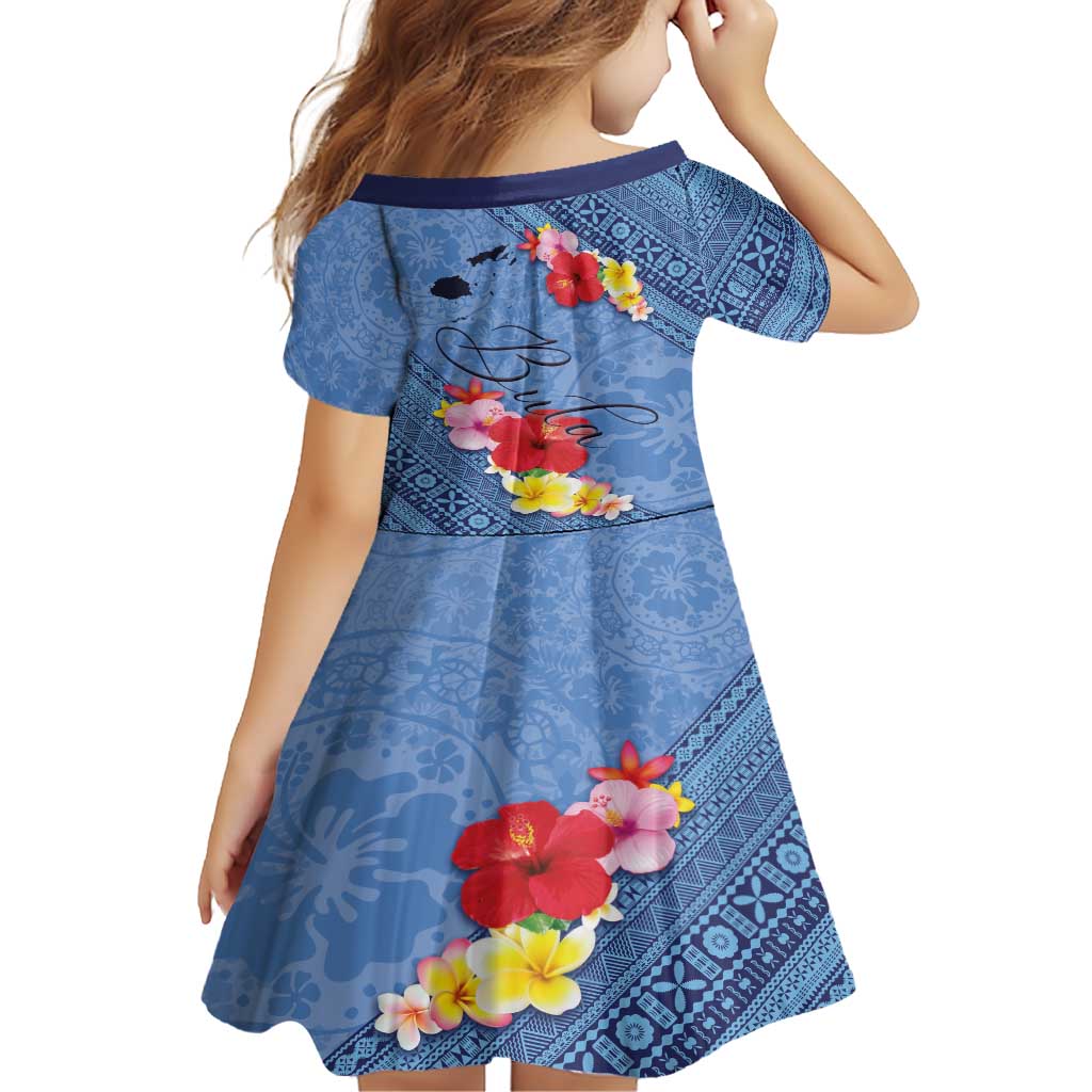 Bula Fiji Hibiscus and Plumeria Flowers Family Matching Short Sleeve Bodycon Dress and Hawaiian Shirt Tapa Tattoo Polynesian Pattern LT03 - Polynesian Pride