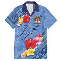 Bula Fiji Hibiscus and Plumeria Flowers Hawaiian Shirt Tapa Tattoo Polynesian Pattern LT03 Blue - Polynesian Pride