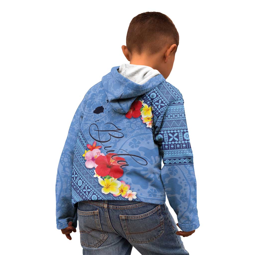 Bula Fiji Hibiscus and Plumeria Flowers Kid Hoodie Tapa Tattoo Polynesian Pattern LT03 - Polynesian Pride