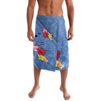 Bula Fiji Hibiscus and Plumeria Flowers Lavalava Tapa Tattoo Polynesian Pattern LT03 Blue - Polynesian Pride
